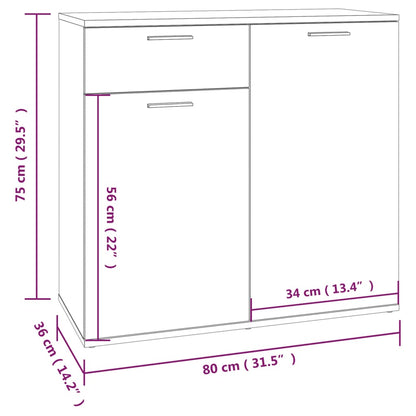 Skåp rökfärgad ek 80x36x75 cm konstruerat trä