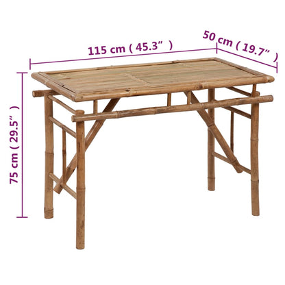 Hopfällbart trädgårdsbord 115x50x75 cm bambu