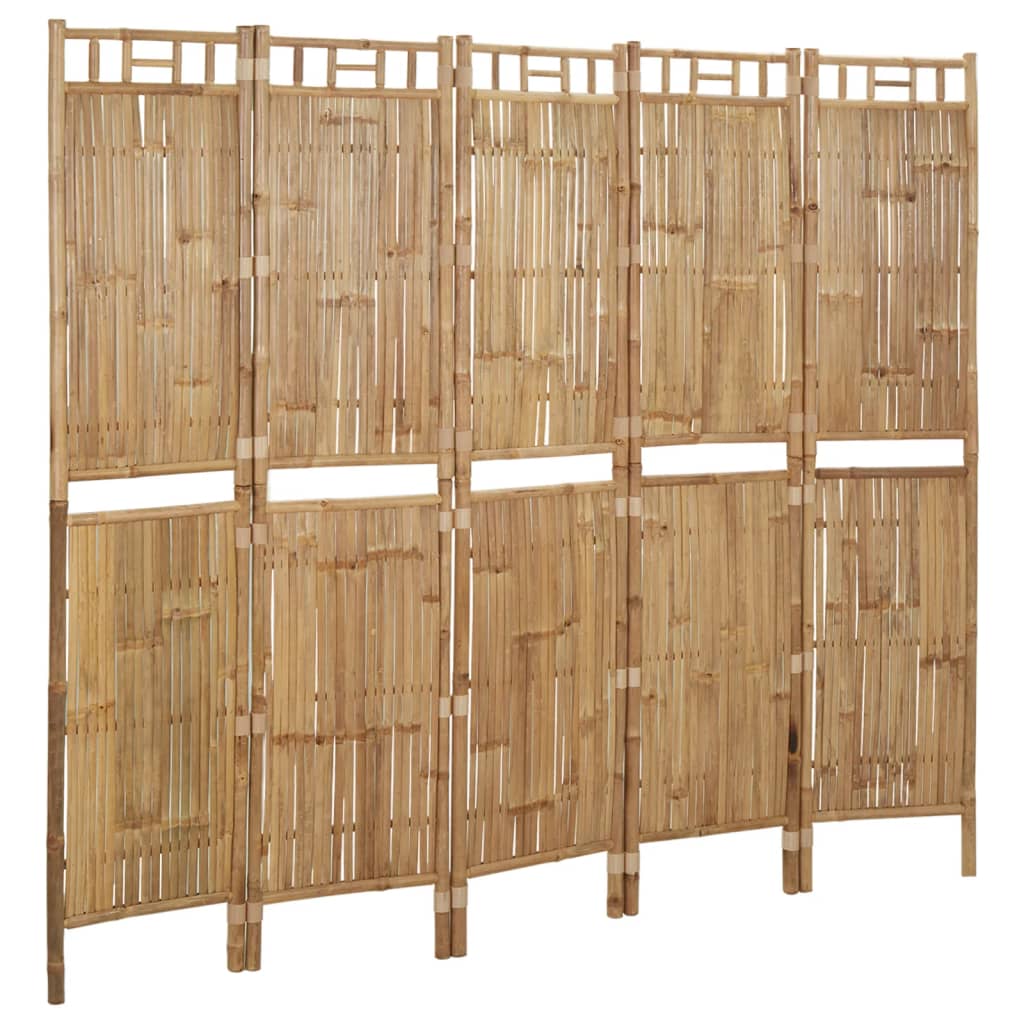 Rumsavdelare 5 paneler bambu 200x180 cm