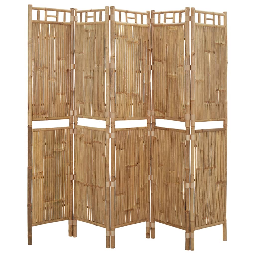 Rumsavdelare 5 paneler bambu 200x180 cm