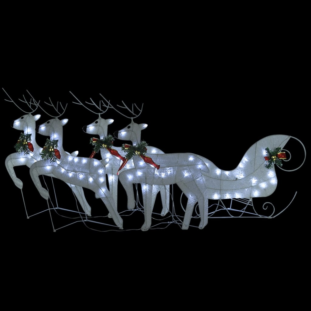 Juldekoration ren och släde 100 LED utomhus vit