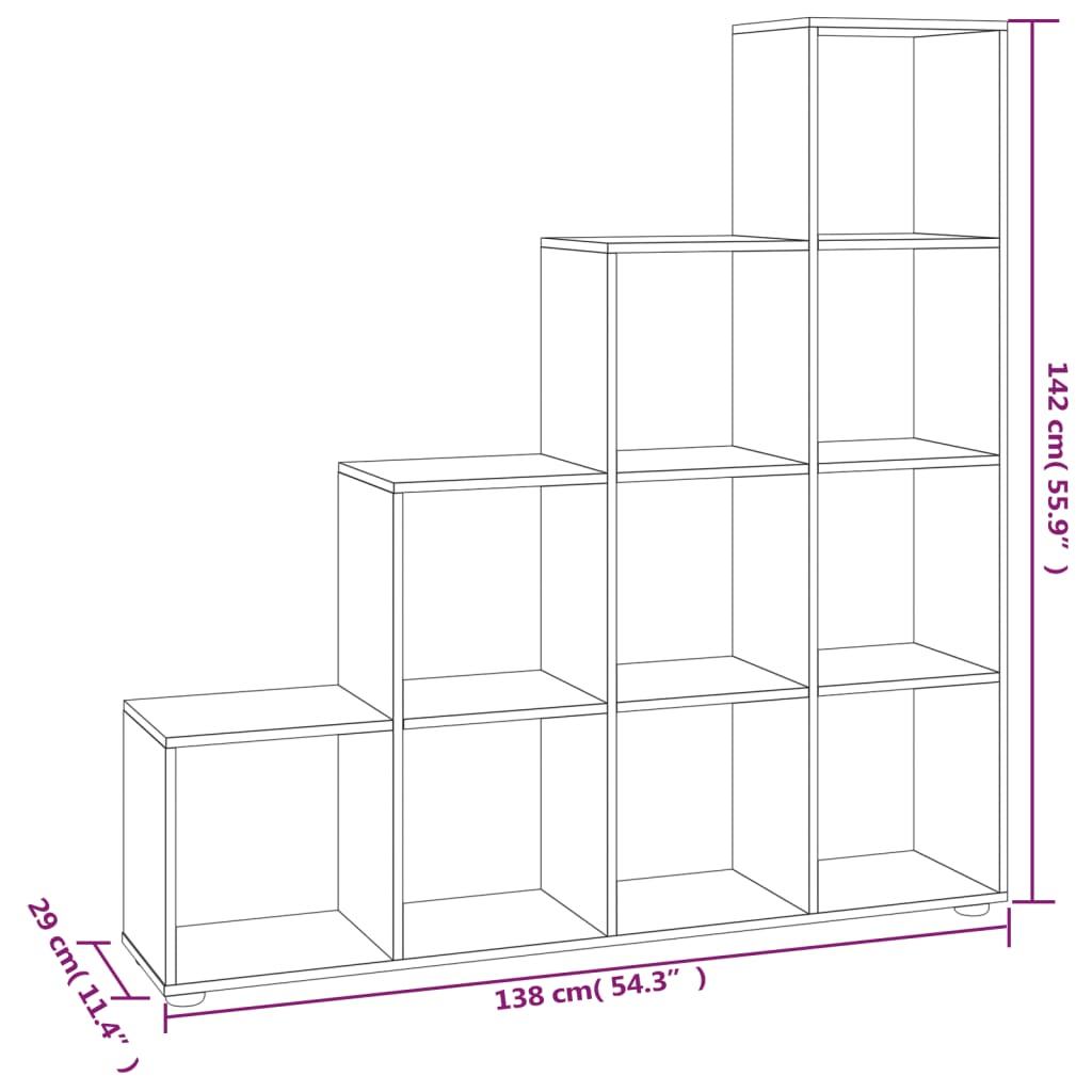 Bokhylla trappformad brun ek 142 cm konstruerat trä