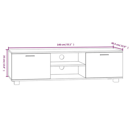 Tv-bänk rökfärgad ek 140x40,5x35 cm konstruerat trä