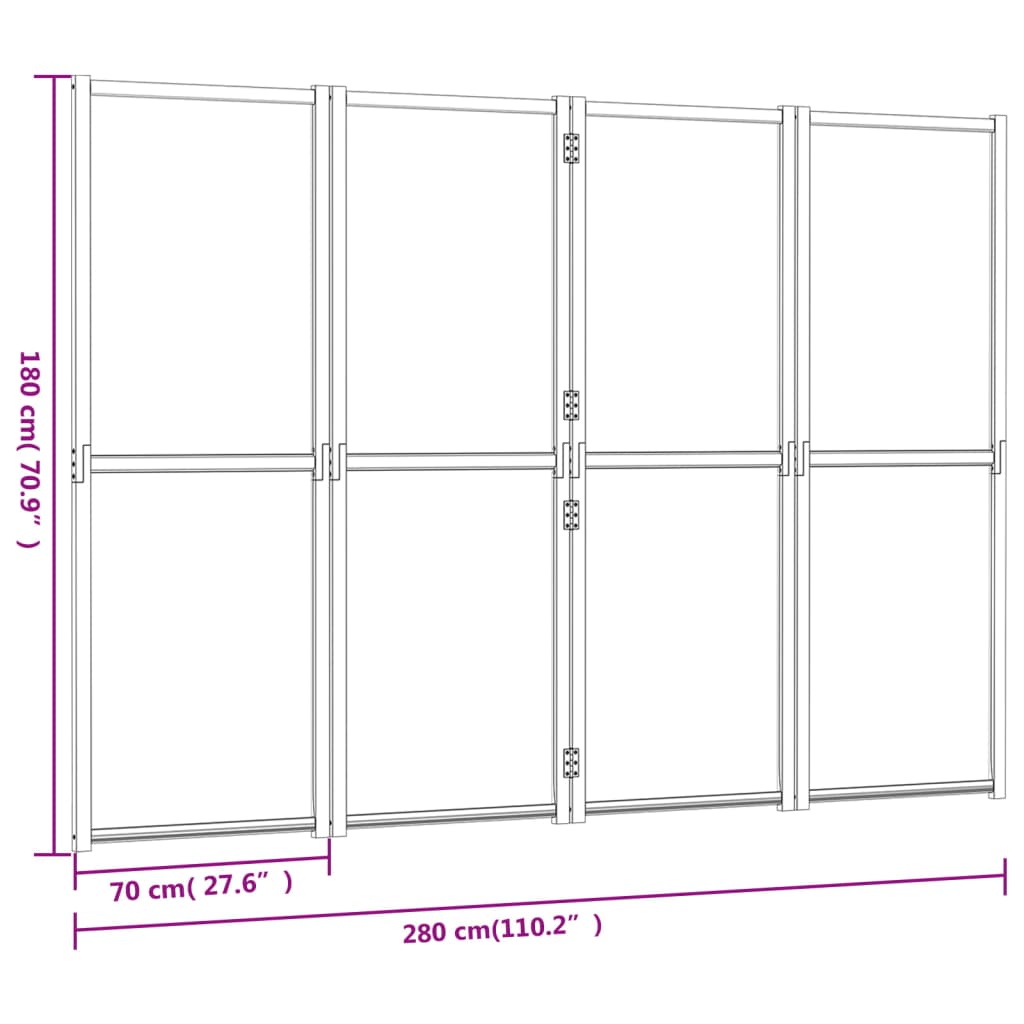 Rumsavdelare 4 paneler svart 280x180 cm