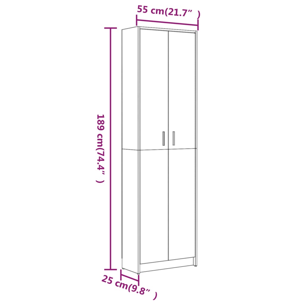 Hallgarderob Rökfärgad ek 55x25x189 cm konstruerat trä