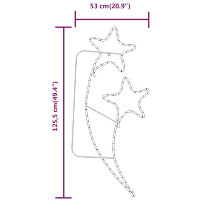 Stjärnformade ljusslingor 2 st varmvit 125,5x53x4,5 cm