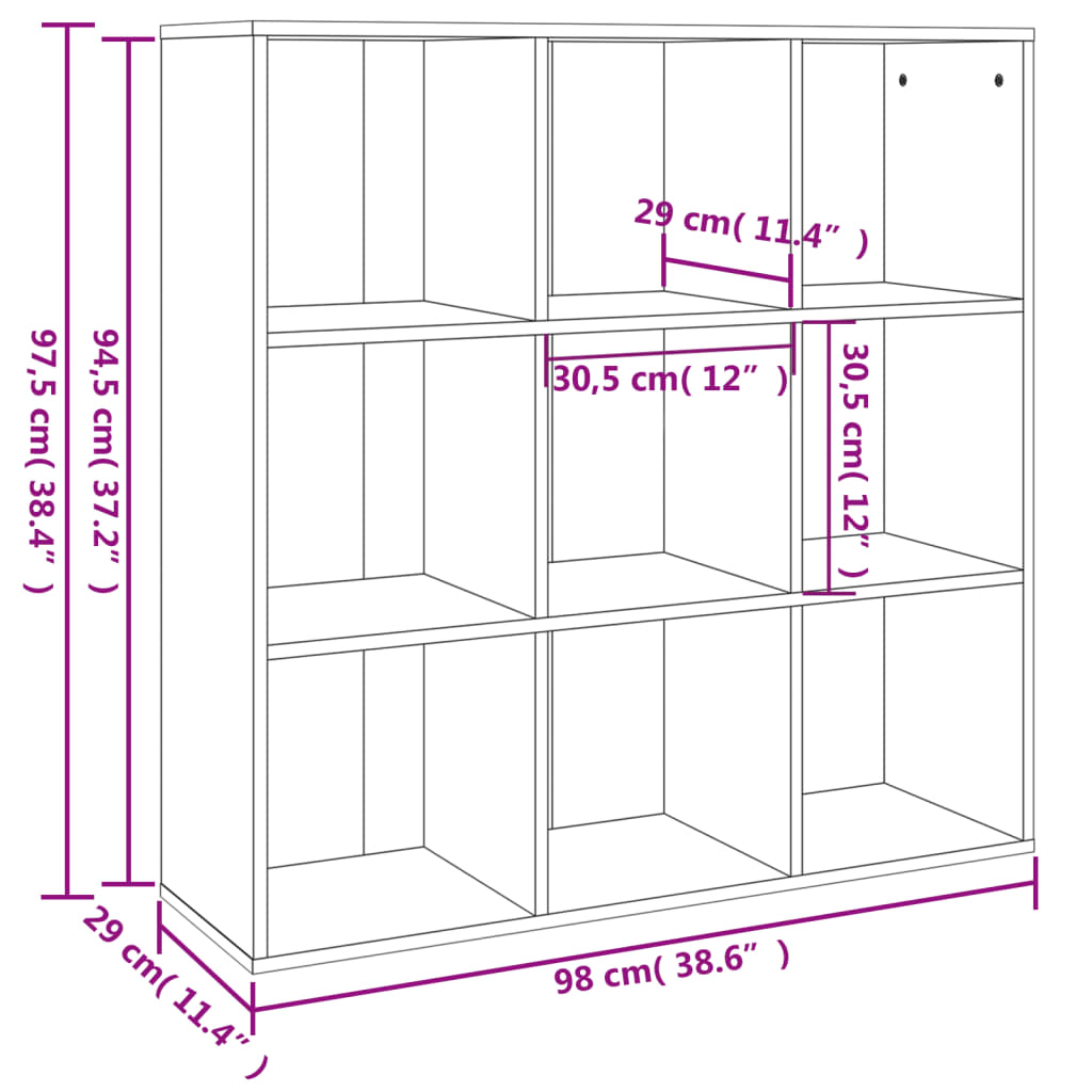 Bokhylla rökfärgad ek 98x29x97,5 cm