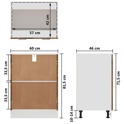 Underskåp rökfärgad ek 60x46x81,5 cm konstruerat trä