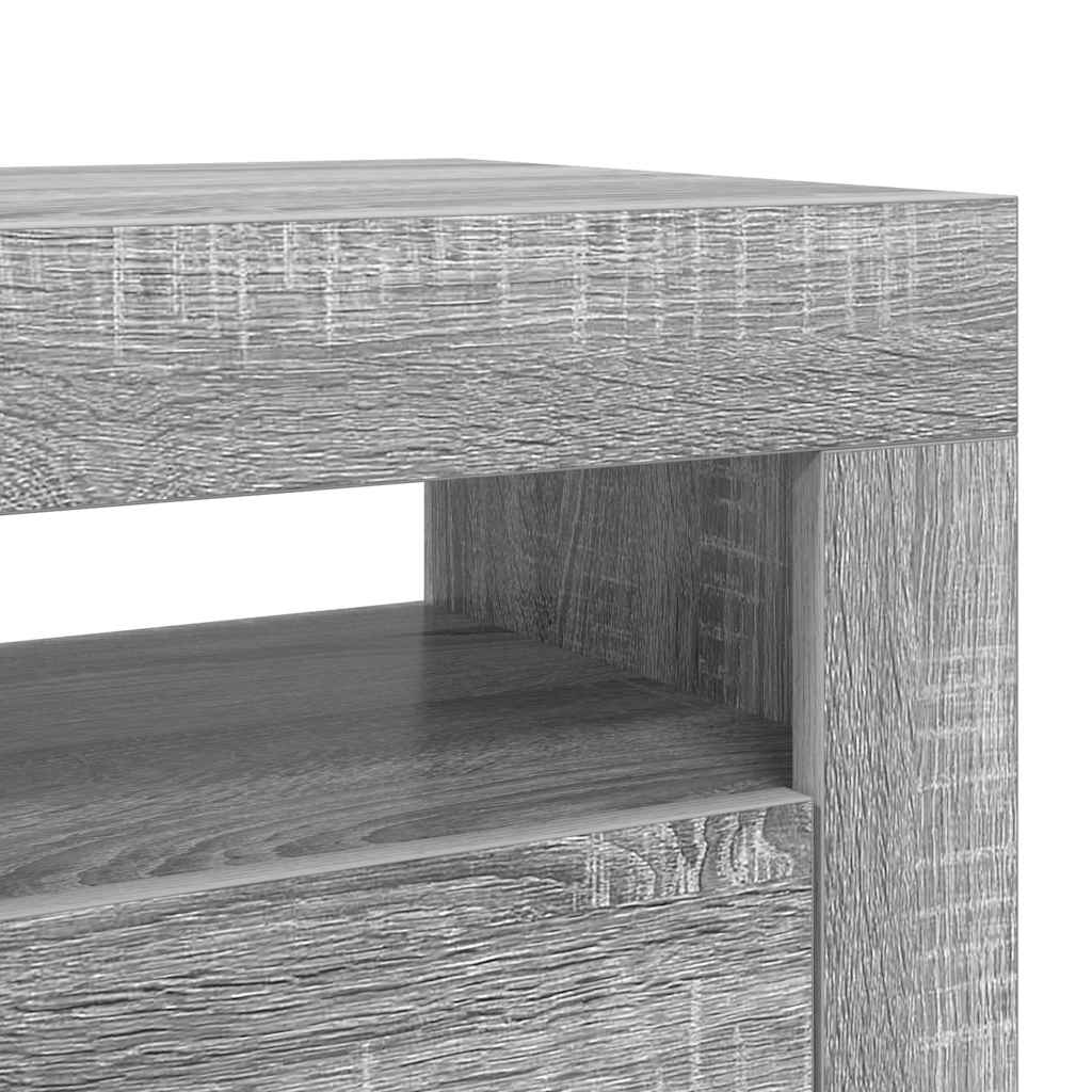 TV-bänk med LED-belysning grå sonoma 120x35x40 cm