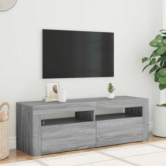 TV-bänk med LED-belysning grå sonoma 120x35x40 cm