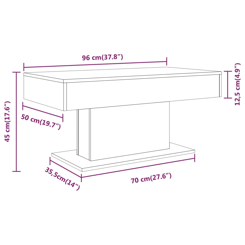 Soffbord rökfärgad ek 96x50x45 cm konstruerat trä