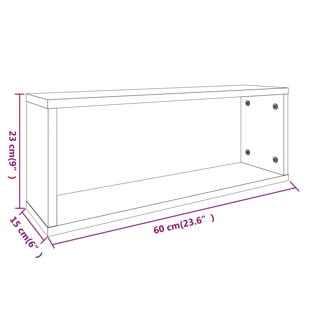 Vägghyllor 6 st rökfärgad ek 60x15x23 cm konstruerat trä