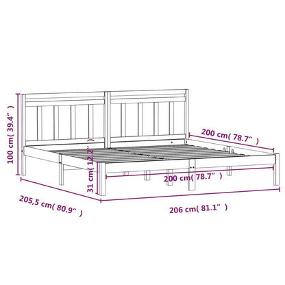 Sängram vit massiv furu 200x200 cm