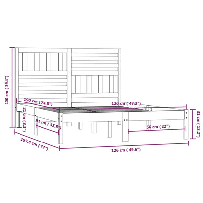 Sängram utan madrass vit 120x190 cm massiv furu