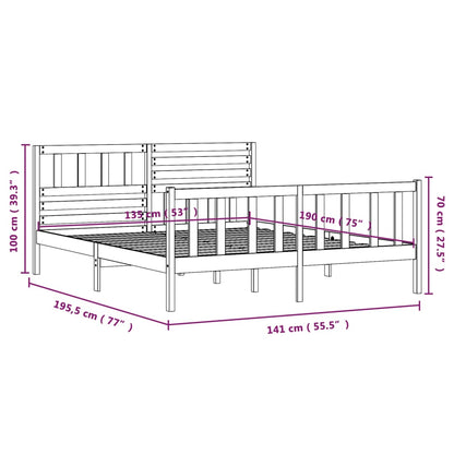 Sängram massiv furu 135x190 cm vit