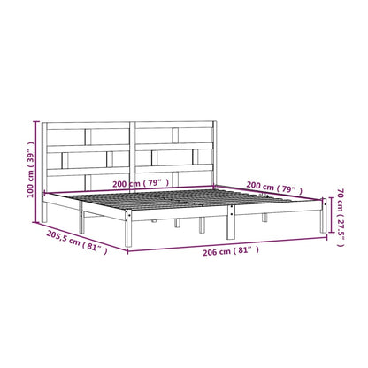 Sängram vit massiv furu 200x200 cm