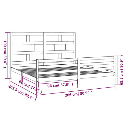 Sängram vit massiv furu 200x200 cm