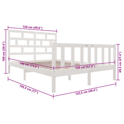 Sängram vit massiv furu 120x200 cm enkelsäng