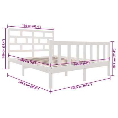 Sängram vit massiv furu 160x200 cm