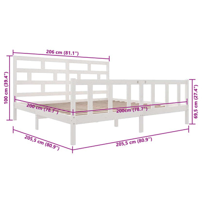 Sängram vit massiv furu 200x200 cm