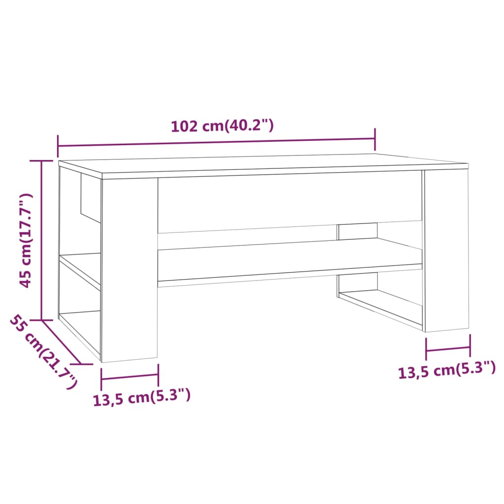 Soffbord svart 102x55x45 cm konstruerat trä