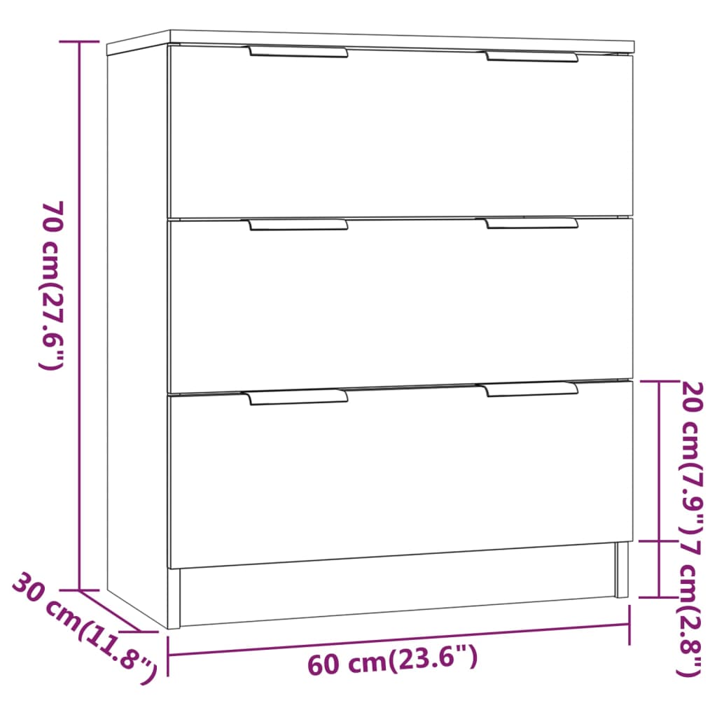 Skänk vit 60x30x70 cm konstruerat trä