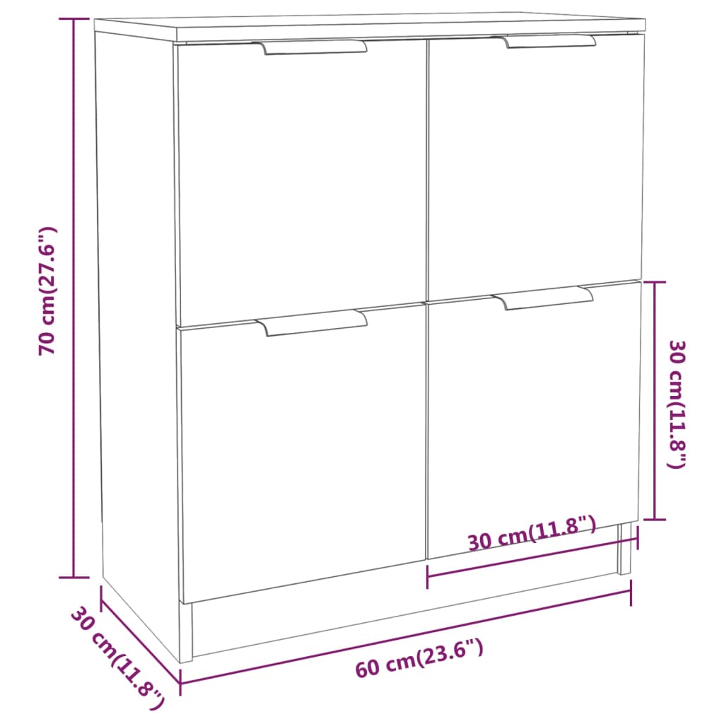 Skänk svart 60x30x70 cm konstruerat trä