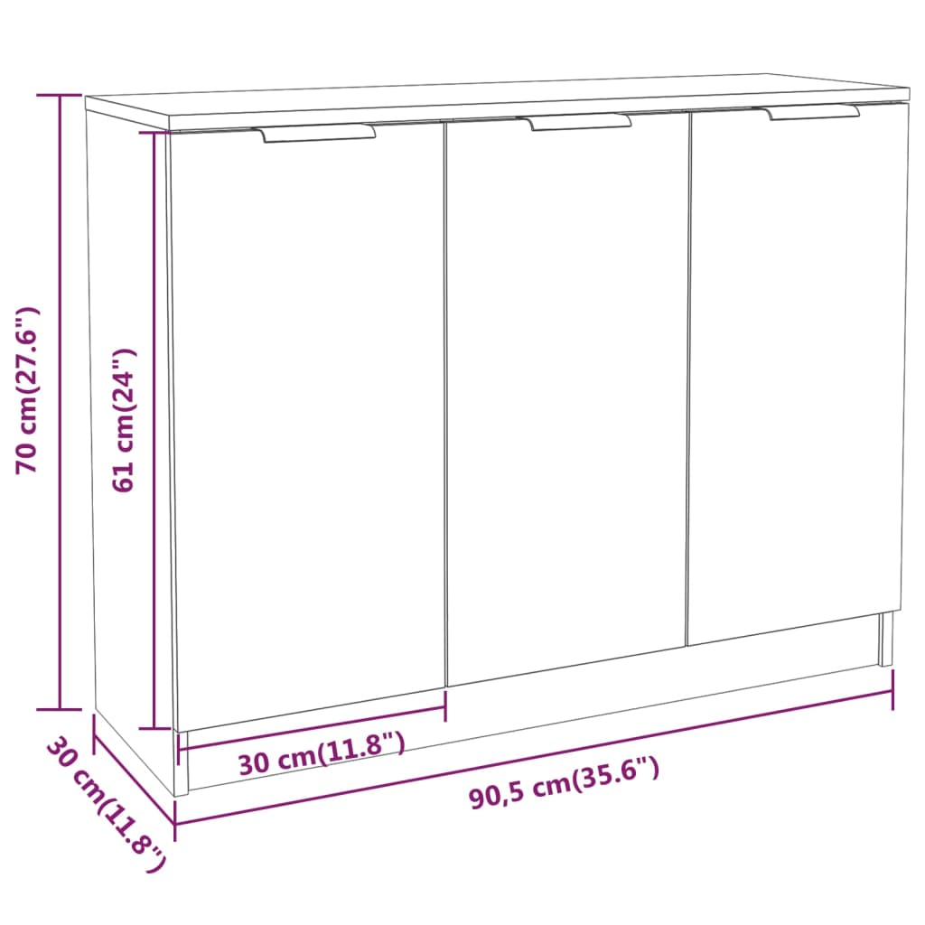 Skänk vit 90,5x30x70 cm konstruerat trä