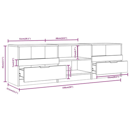 Tv-bänk vit 150x33,5x45 cm konstruerat trä