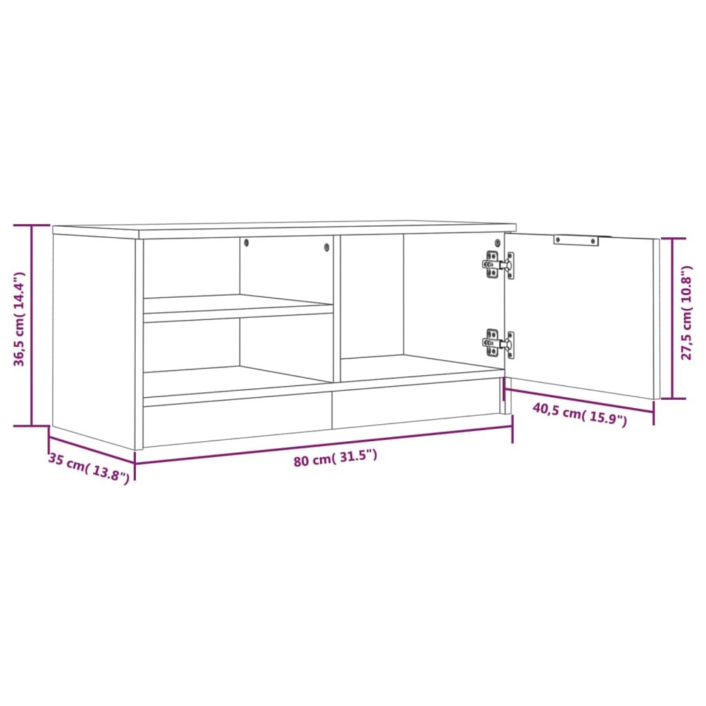 Tv-bänk 2 st svart 80x35x36,5 cm konstruerat trä