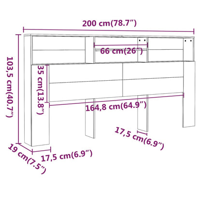 Sänggavel med förvaring svart 200x19x103,5 cm