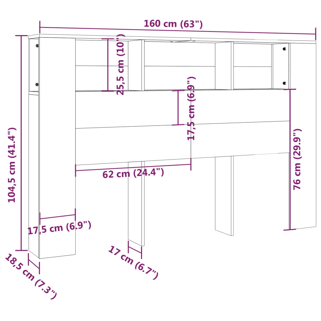 Sänggavel med förvaring vit 160x18,5x104,5 cm