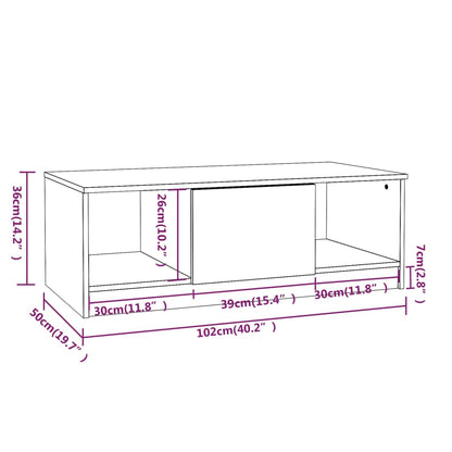 Soffbord rökfärgad ek 102x50x36 cm konstruerat trä