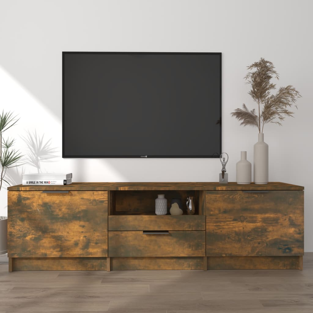 Tv-bänk rökfärgad ek 140x35x40 cm konstruerat trä