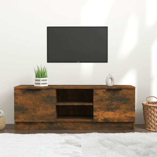 Tv-bänk rökfärgad ek 102x35x36,5 cm konstruerat trä