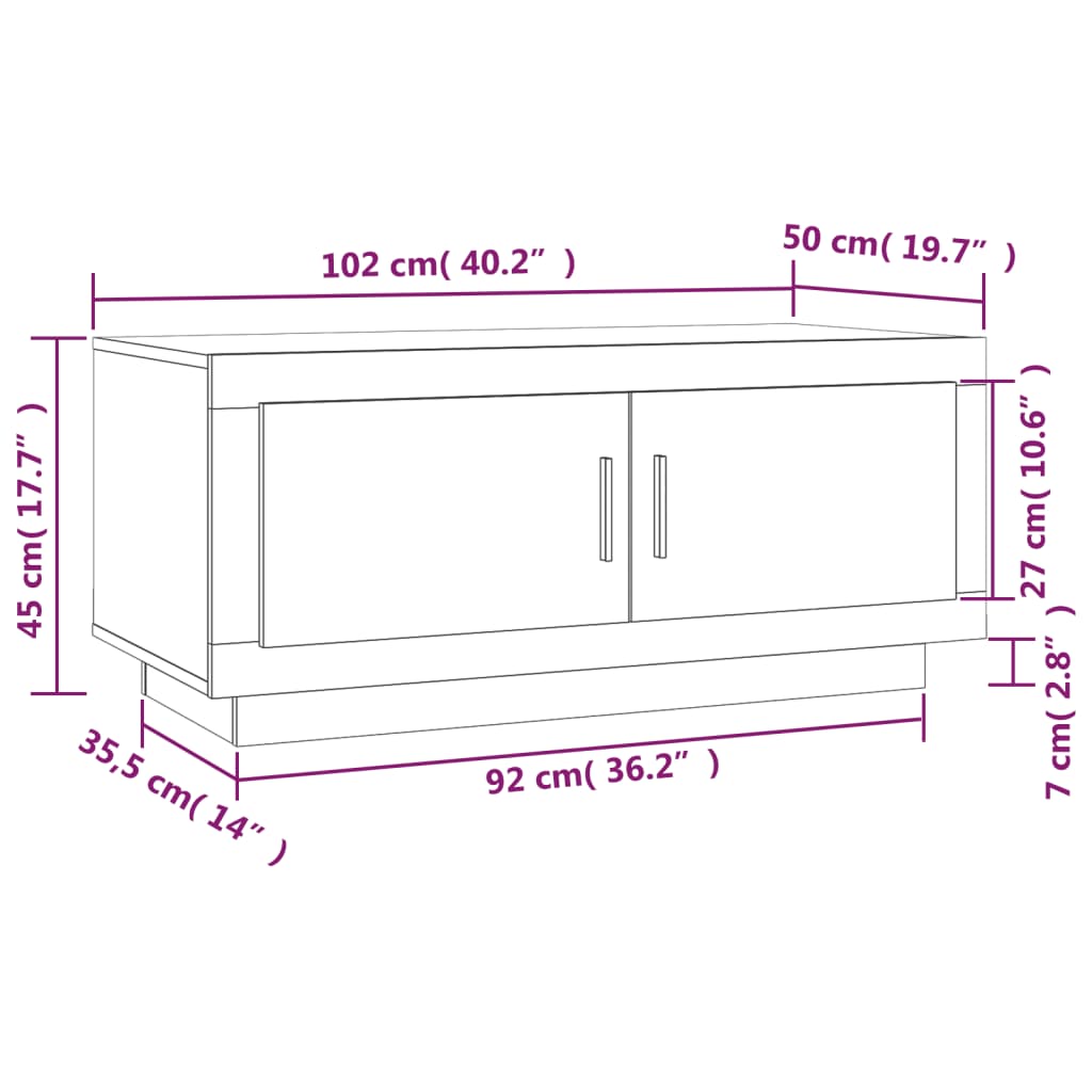 Soffbord rökfärgad ek 102x50x45 cm konstruerat trä