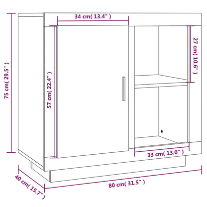 Skåp rökfärgad ek 80x40x75 cm konstruerat trä