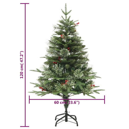 Belyst julgran med kottar grön 120 cm PVC&PE