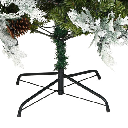 Belyst julgran med kottar grön 225 cm PVC&PE