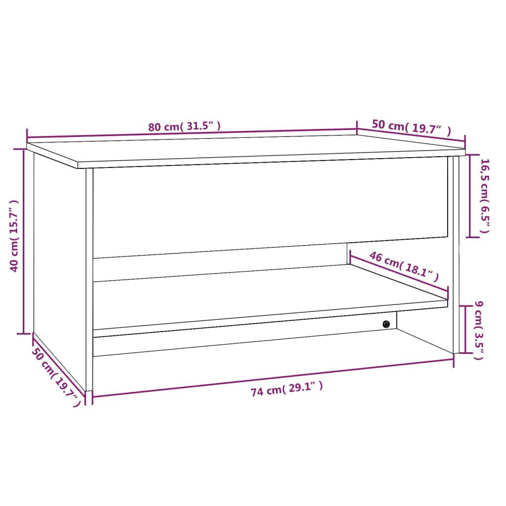 Soffbord sonoma-ek 80x50x40 cm konstruerat trä