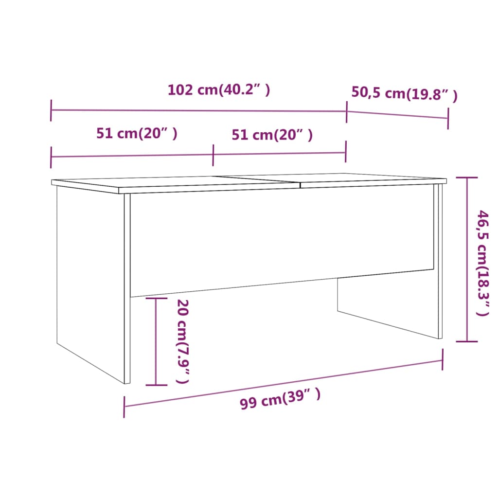 Soffbord sonoma-ek 102x50,5x46,5 cm konstruerat trä