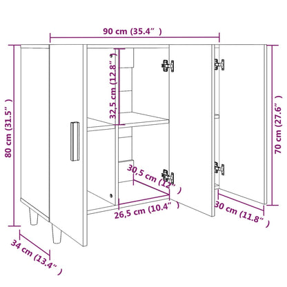 Skänk vit 90x34x80 cm konstruerat trä