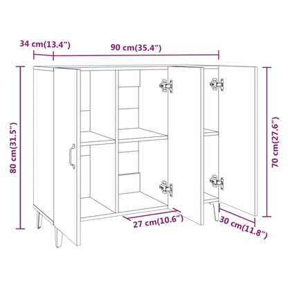 Skänk vit 90x34x80 cm konstruerat trä