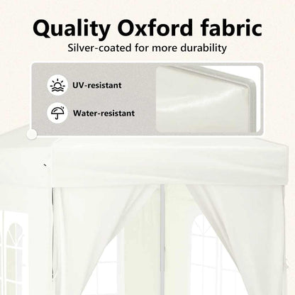 Hopfällbart partytält med sidoväggar gräddvit 2x2 m