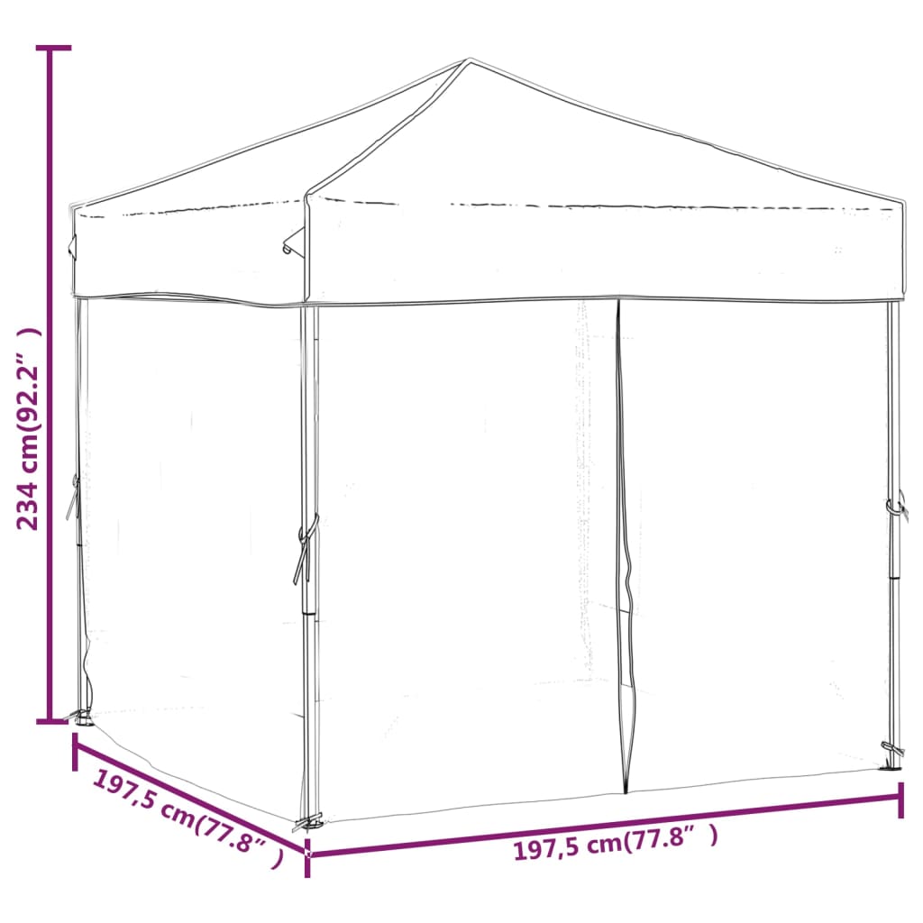 Hopfällbart partytält med sidoväggar taupe 2x2 m