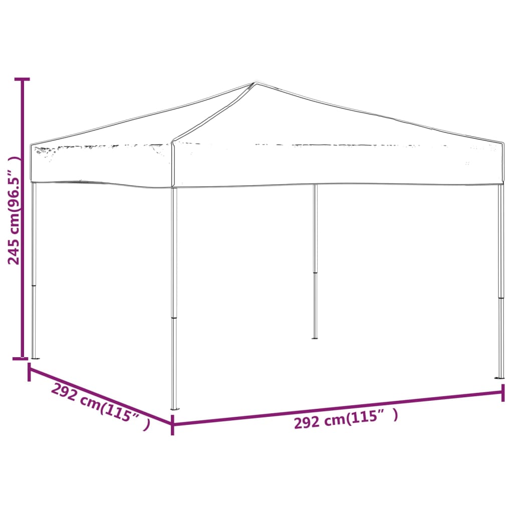 Hopfällbart partytält antracit 3x3 m