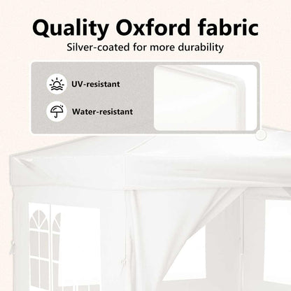 Hopfällbart partytält med sidoväggar vit 3x3 m