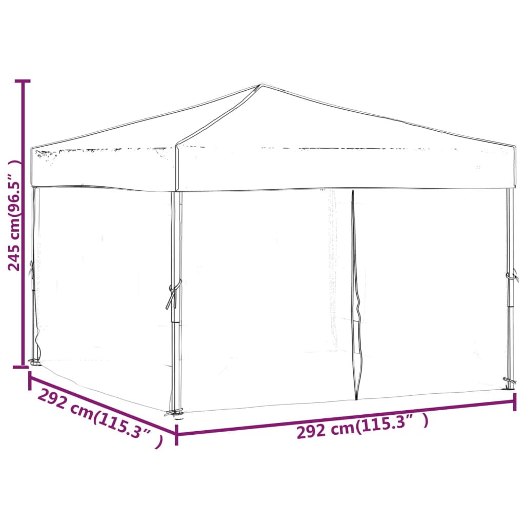 Hopfällbart partytält med sidoväggar taupe 3x3 m