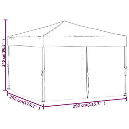 Hopfällbart partytält med sidoväggar taupe 3x3 m