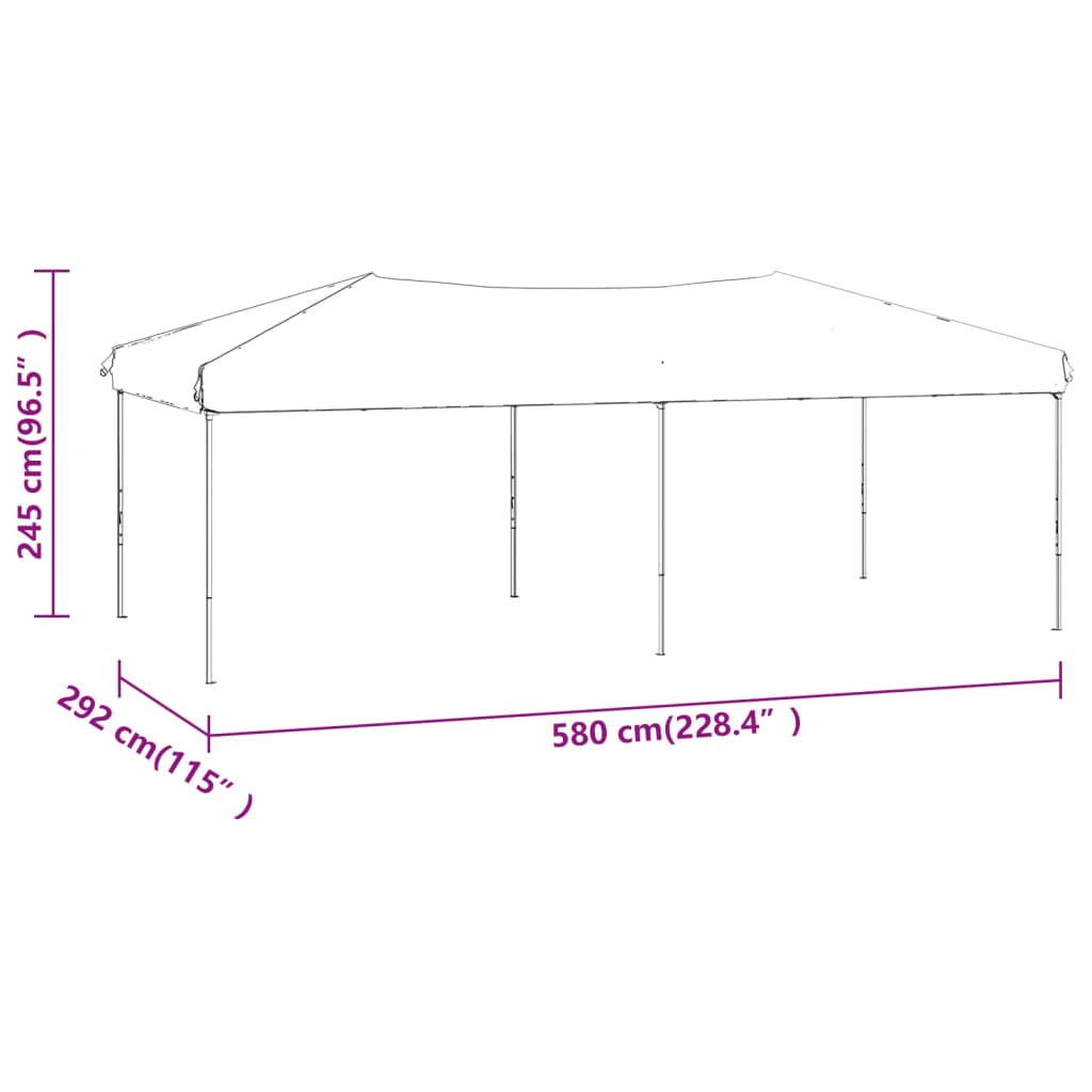 Hopfällbart partytält svart 3x6 m